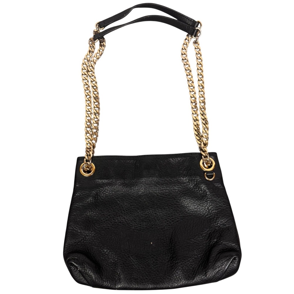 Michael Kors Black Pebbled Leather Gold Chain Shoulder Bag Slouchy‎ Handbag